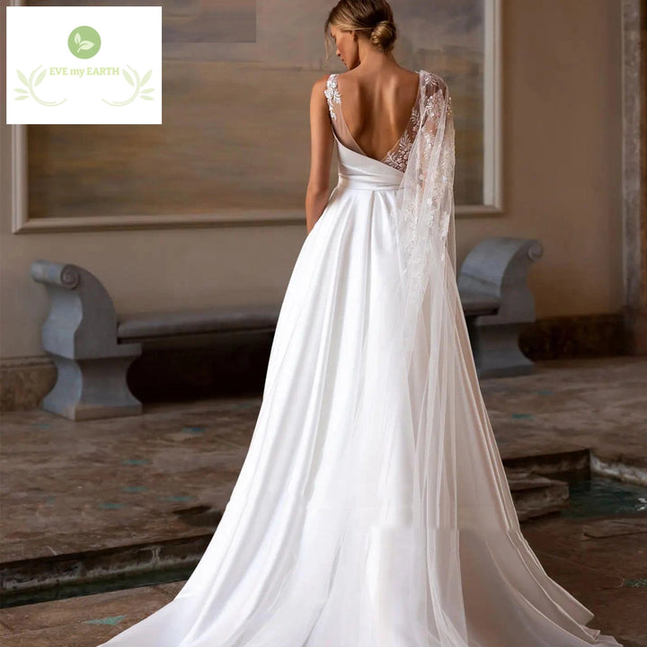 Wedding Bride Dress A-Line Backless One Shoulder