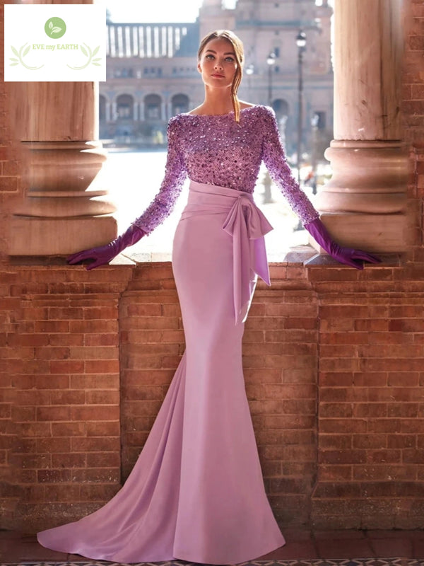 {{ store_name }} Sequins Evening Dress Purple Evening Dress