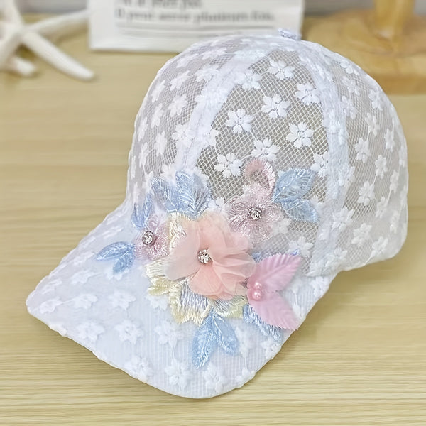Bridal Baseball Cap Flower Embroidery