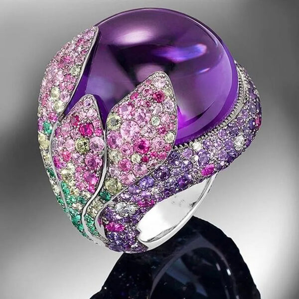 Ring Cubic Zircon Violet Pearl