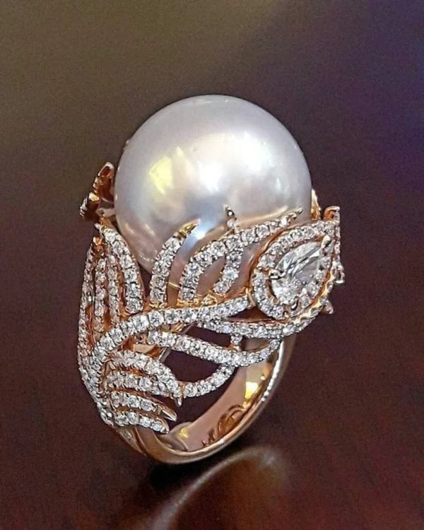 Feather Pearl Ring Aesthetic and Diligently