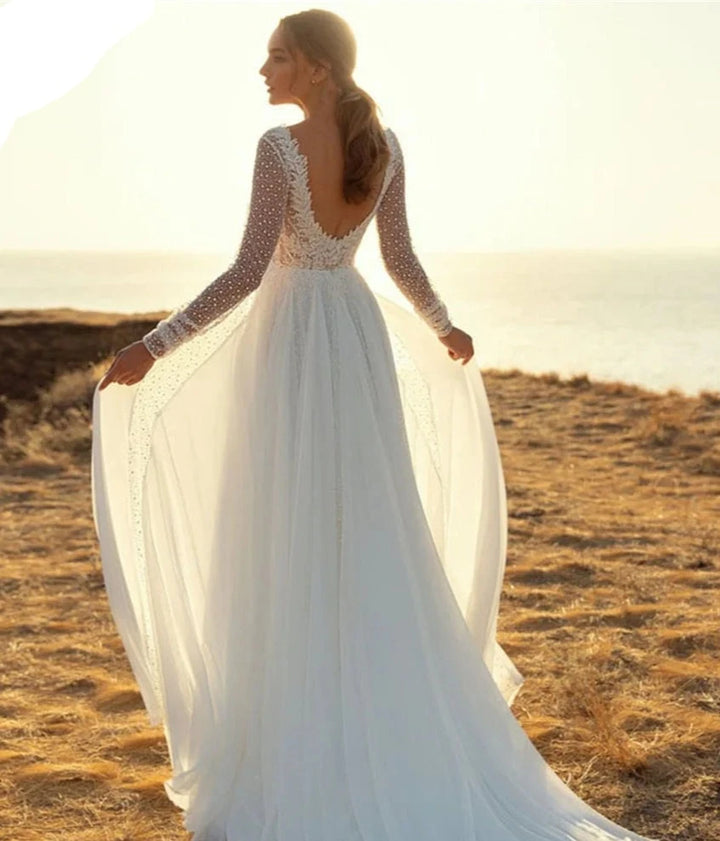 Wedding Dress with V-neck