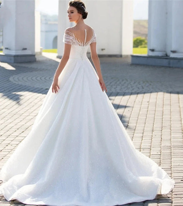 Bridal Gown Off Shoulder Tulle Lace A-Line