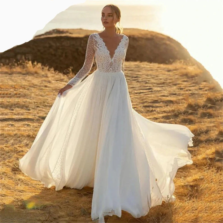 Wedding Dress with V-neck