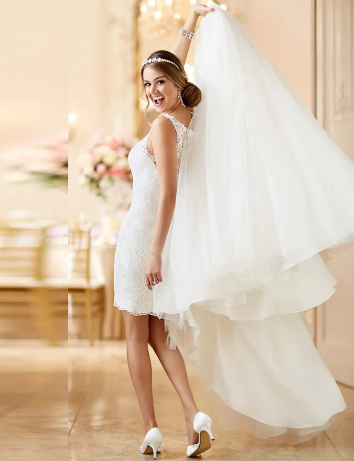 Wedding Dress With Detachable Skirt.