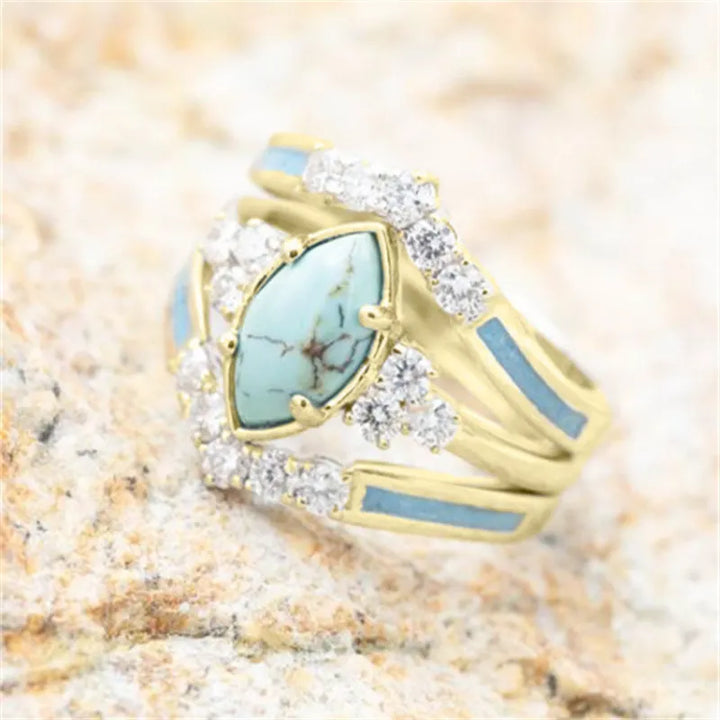 3 Pieces/Set Women's Turquoise Moissanite Ring