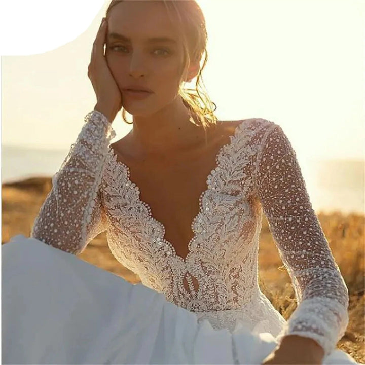 Wedding Dress with V-neck