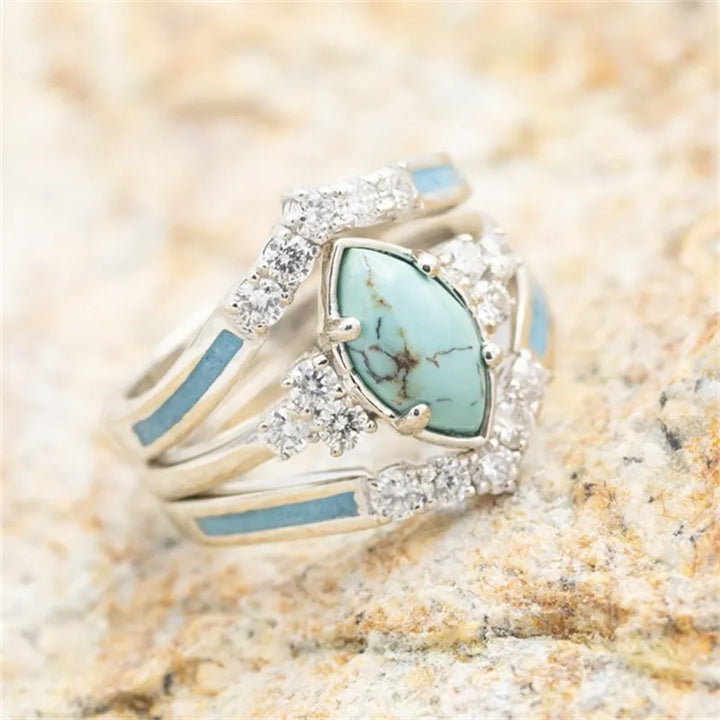 3 Pieces/Set Women's Turquoise Moissanite Ring